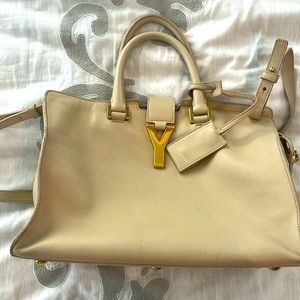 YSL Cabas Y-Ligne Leather Carryall Bag